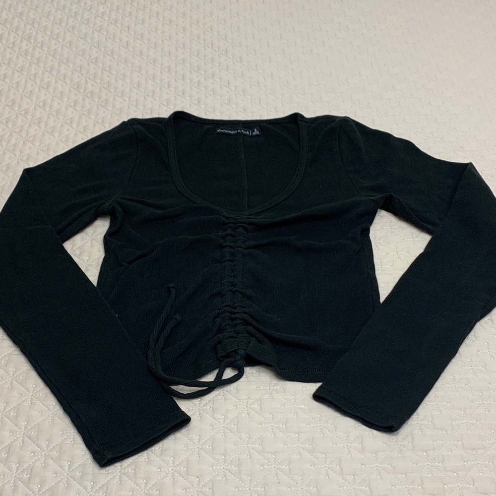 Abercrombie Black Ruched Crop Top